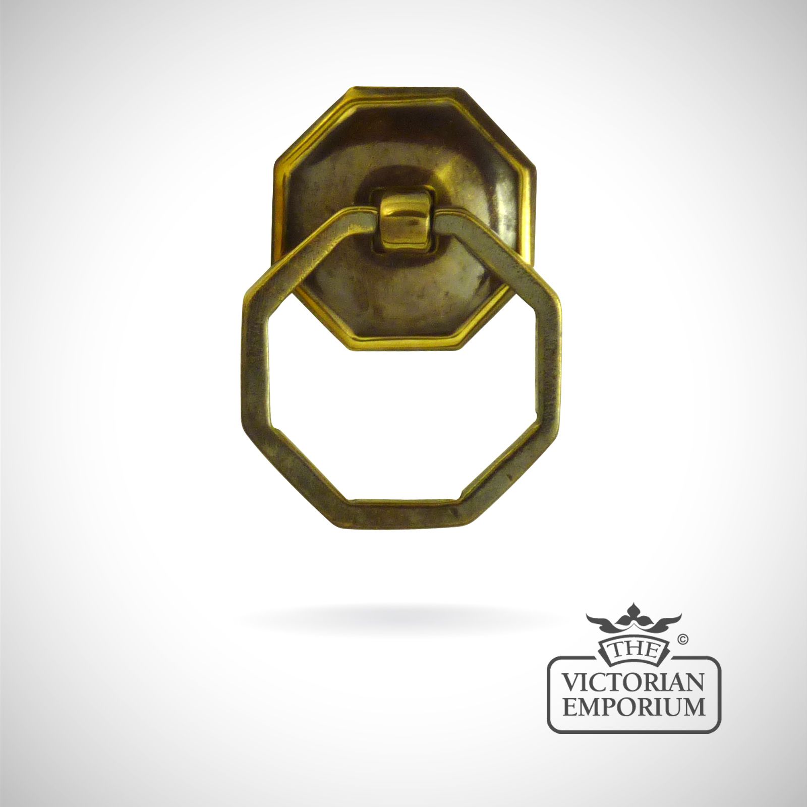 Art Deco Brass Ring Handle with octagonal pull Ring Handles