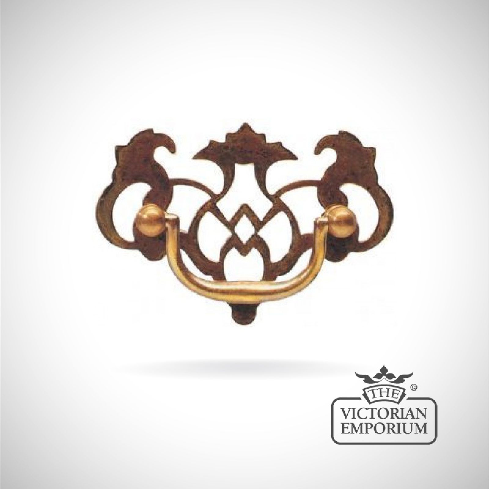 Traditional reproduction style period brass plate handle