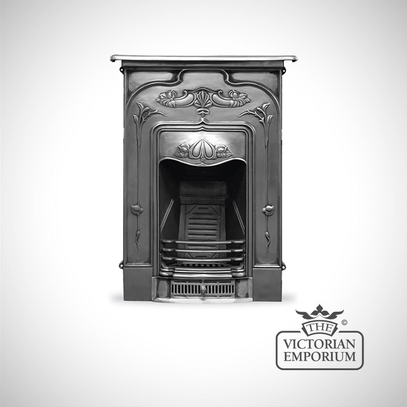 Art Nouveau style cast iron fireplace