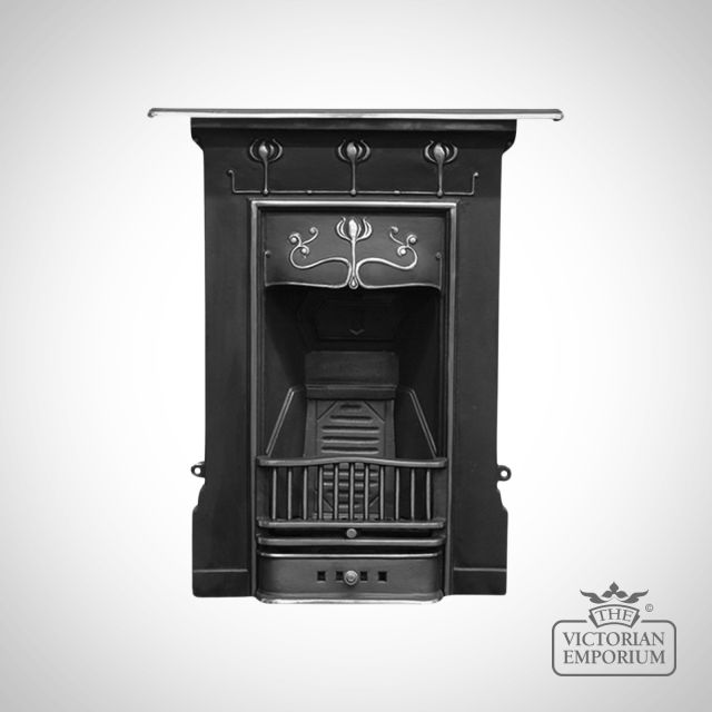 Arts Nouveau Flower Style Cast Iron Fireplace
