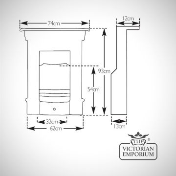 Fireplace Dimensions Line Drawing Bellasmall
