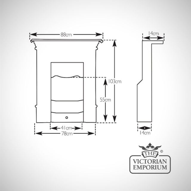 Fireplace Dimensions Line Drawing Tulip