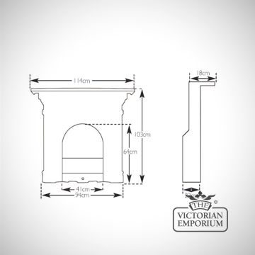 Fireplace Dimensions Line Drawing Melrose