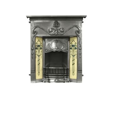 The Valentine Victorian style cast iron fireplace with decorative tiles