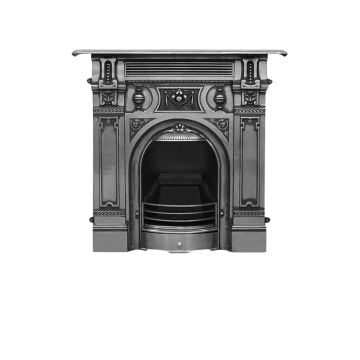 The Morris Victorian style cast iron fireplace with decorative floral tiles
