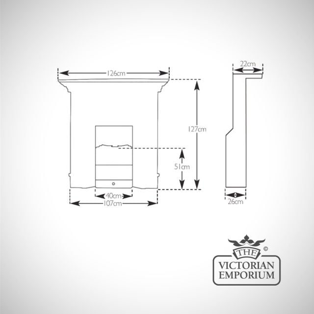 Fireplace Dimensions Line Drawing Verona