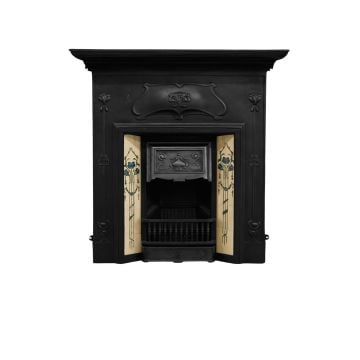 The Valentine Victorian style cast iron fireplace with decorative tiles