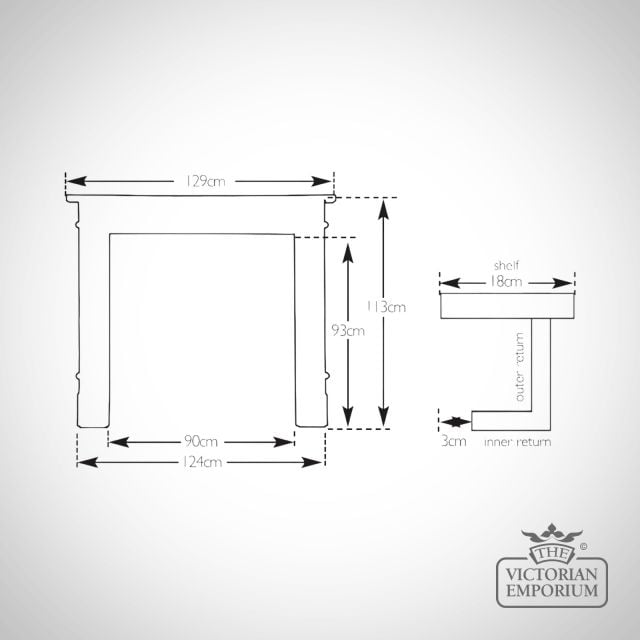 Fireplace Surround Dimensions Line Drawings Regent