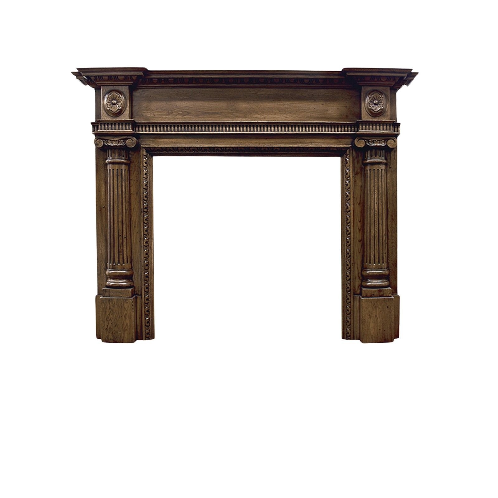 The Ashleigh Wooden Fireplace surround in an unfinished or distressed oak finish