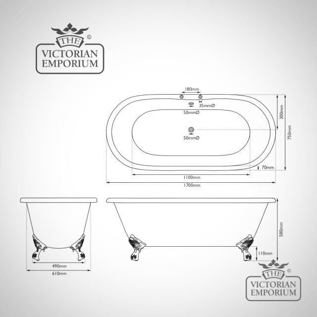 Enamel Rolltop Bath Line Drawing Dimensions Traditional Victorian 19thcentry Old Classical Decorative Hur015 And Hur019 Ld Bisley