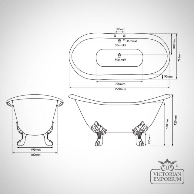 Enamel Rolltop Bath Line Drawing Dimensions Traditional Victorian 19thcentry Old Classical Decorative Hur039 And Hur043 Ld Banburgh Small
