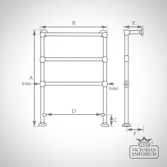 Beckingham Copper Towel Rail 965mm X 670mm Measure  Tow106