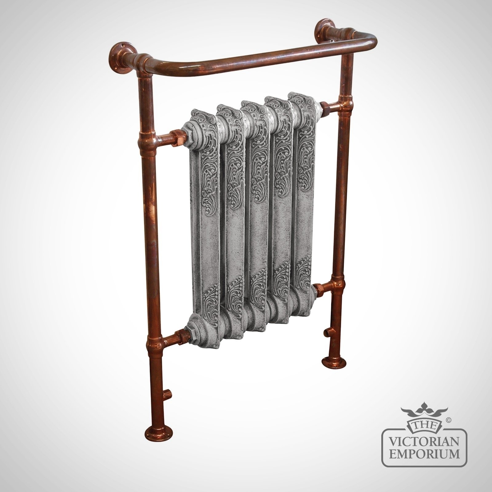 Willford Heated Towel Rail 960x675mm In A Chrome Or Copper Finish With Ornate Centre Section