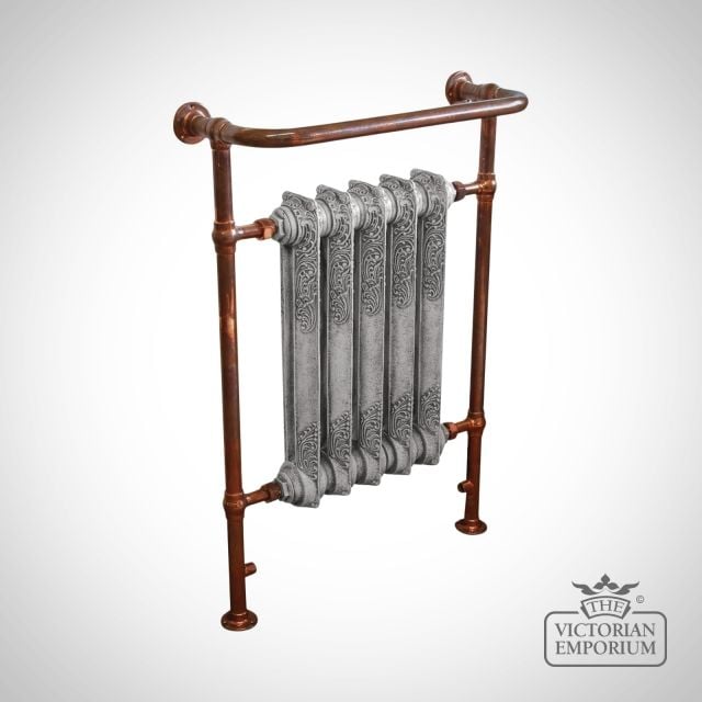 Willford Heated Towel Rail 960x675mm In A Chrome Or Copper Finish With Ornate Centre Section