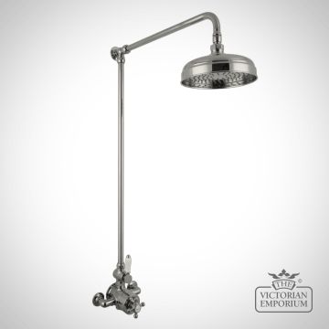 Milton exposed thermostatic shower mixer with 8” rose in nickel, brass or copper
