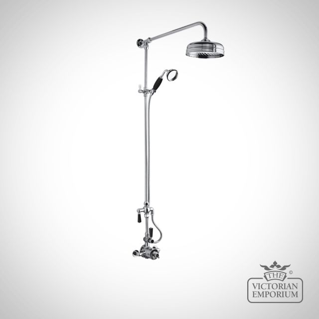 Chrome and Black Traditional Shower Kit With Head and Handset