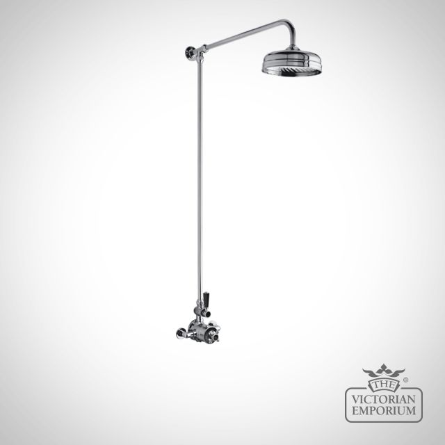 Chrome and Black Traditional Thermostatic Shower Kit With Fixed Head
