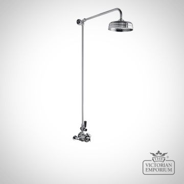 Chrome and Black Traditional Thermostatic Shower Kit With Fixed Head
