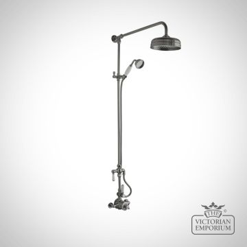 Brushed Pewter Traditional Shower Kit With Head and Handset