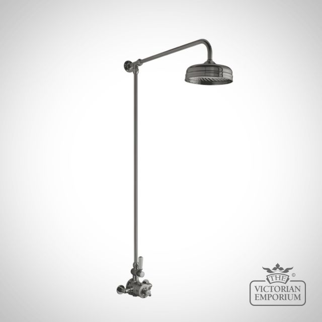 Brushed Pewter Traditional Thermostatic Shower Kit With Fixed Head