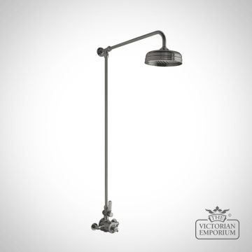 Brushed Pewter Traditional Thermostatic Shower Kit With Fixed Head