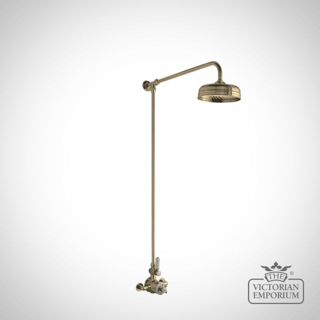 Exposed Valve Sets Traditional Wall Mounted Brushed Brass Shower Kit