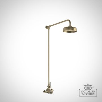 Exposed Valve Sets Traditional Wall Mounted Brushed Brass Shower Kit
