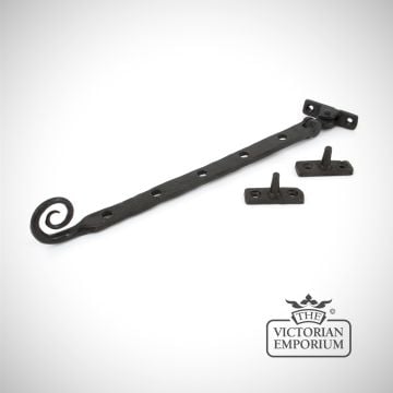 Black Monkey Tail Window Stay Ironmongery Traditional Victorian 19thcentry Old Classic 33144 Angled