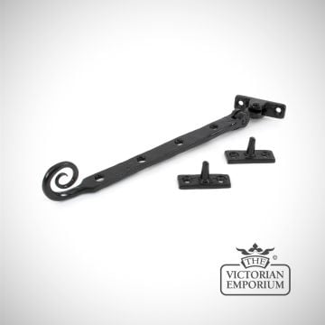 Black Monkey Tail Window Stay Ironmongery Traditional Victorian 19thcentry Old Classic 33282 Angled