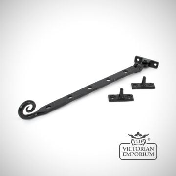 Black Monkey Tail Window Stay Ironmongery Traditional Victorian 19thcentry Old Classic 33283 Angled