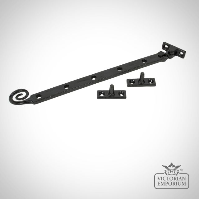 Black Monkey Tail Window Stay Ironmongery Traditional Victorian 19thcentry Old Classic 33486 Angled