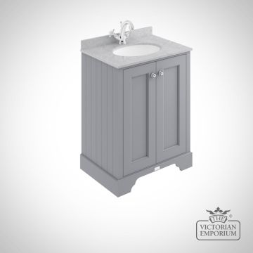 600mm 2 Door Floor Standing Cabinet With 1 Tap Hole Basin With Marble Worktop in a choice of colours