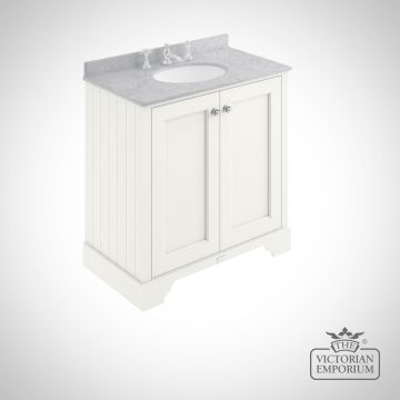 800mm 2 Door Floor Standing Cabinet with Marble worktop and Oval Basin in a choice of colours