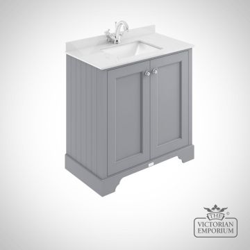 800mm 2 Door Floor Standing Cabinet with White Marble worktop and Rectangular Basin in a choice of colours