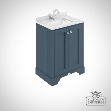 600mm 2 Door Floor Standing Cabinet With Rectangular Basin With Marble Worktop in a choice of colours