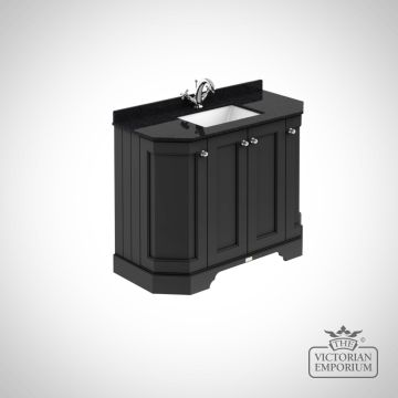1000mm Angled 4 Door Floor Standing Cabinet With Basin And Marble Worktop
