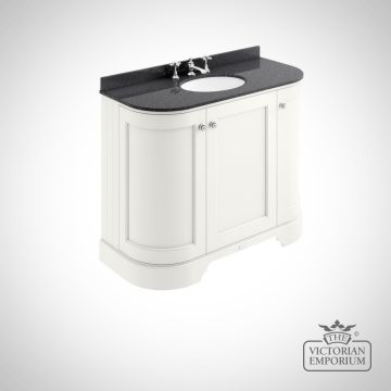 1000mm Curved 3 Door Floor Standing Cabinet With Basin With Marble Worktop