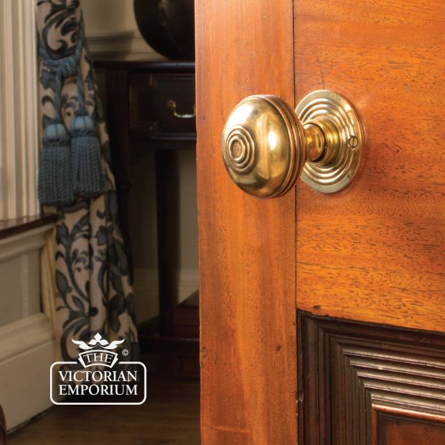 Brass Handle Knob Door Cupboard Ironmongery Traditional Victorian Old Classic Prestbury Insitu