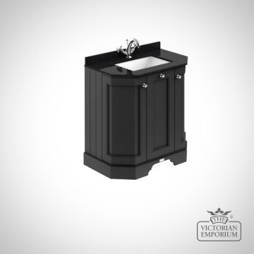 750mm Angled 3 Door Floor Standing Cabinet With Basin With Marble Worktop