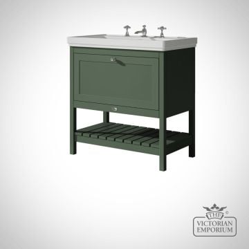 Hartleigh 800mm 1 Drawer Floor Standing Cabinet With Fireclay Basin in a choice of colours