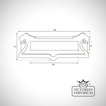 Letter Box Plate Door Line Drawing Dimensions Ironmongery Traditional Victorian Old Classic 83544