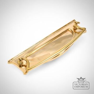 Art Deco Polished Brass Letter Plate with Door Knocker