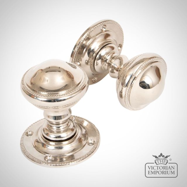 Brockley Mortice Knob Set in Polished Nickel
