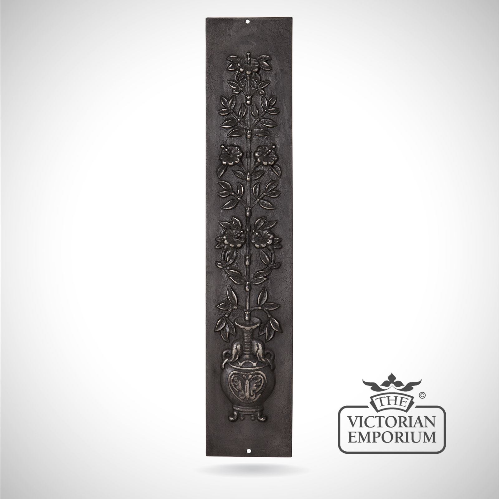Cast Fireplace Panel Featuring Leaves And Flowers In An Urn