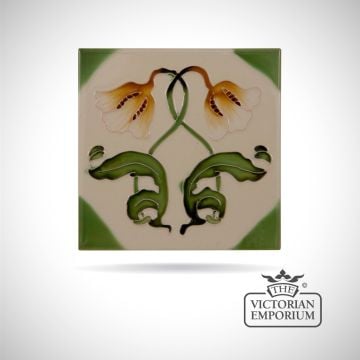 Tile For Fireplace Cream Green Floral Ceramic Replacement Castiron Victorian 19thcentry Classic Lgc042