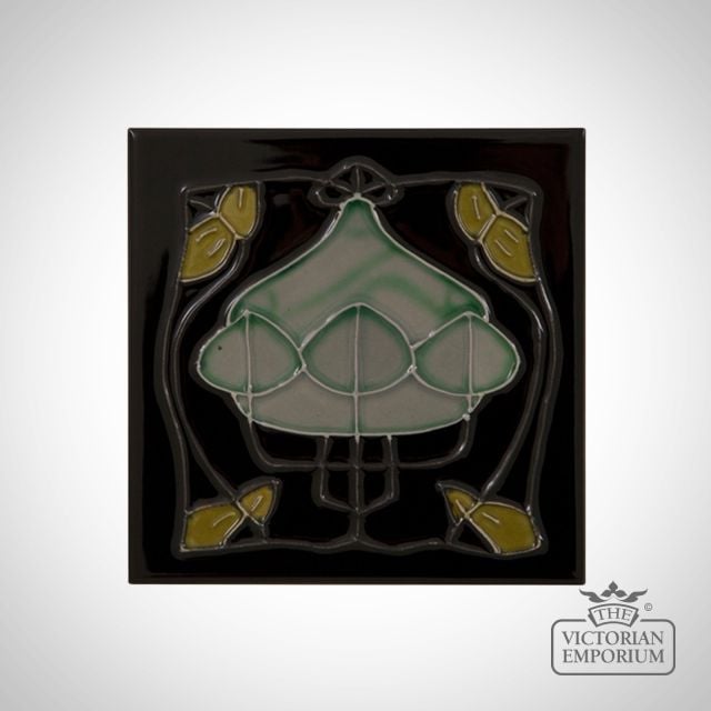 Art Deco fireplace tiles featuring butterflies