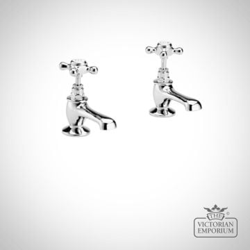 White & Chrome Hex Crosshead Basin Taps