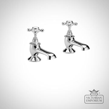 White & Chrome Hex Crosshead Bath Taps