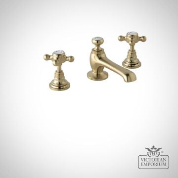 Brushed Brass 3 Tap Holes Deck Basin Mixer