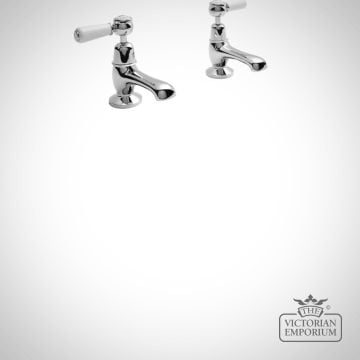 White & Chrome Hex Lever Basin Taps